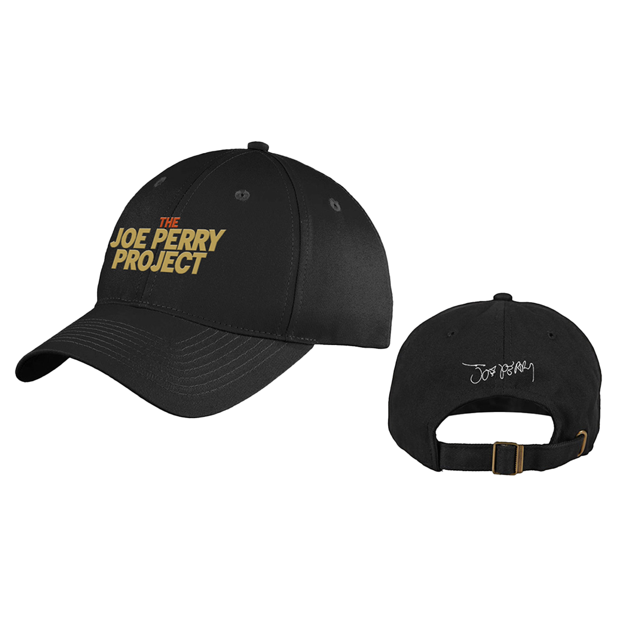 Black cap with 'The Joe Perry Project' text on a white background